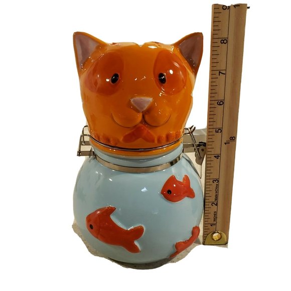 Boston Warehouse Hand-painted Fishbowl Cat Hinged Jar - Picture 3 of 6